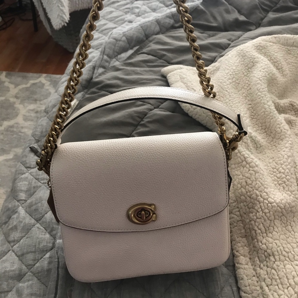 Coach White Crossbody Bag with Gold Chain